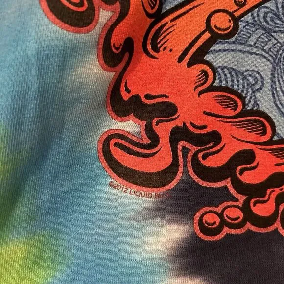 Vintage Liquid Blue Men/Women Multicolor Peace Sign Tie-Dye‎ Graphic Shirt XL